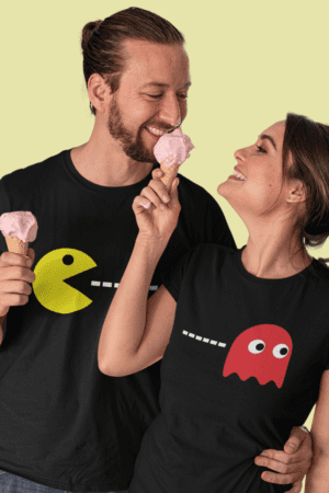 Polera para parejas Pacman y fantasmita