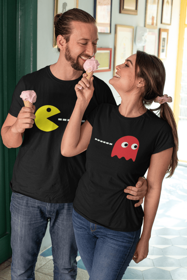 Polera para parejas Pacman y fantasmita
