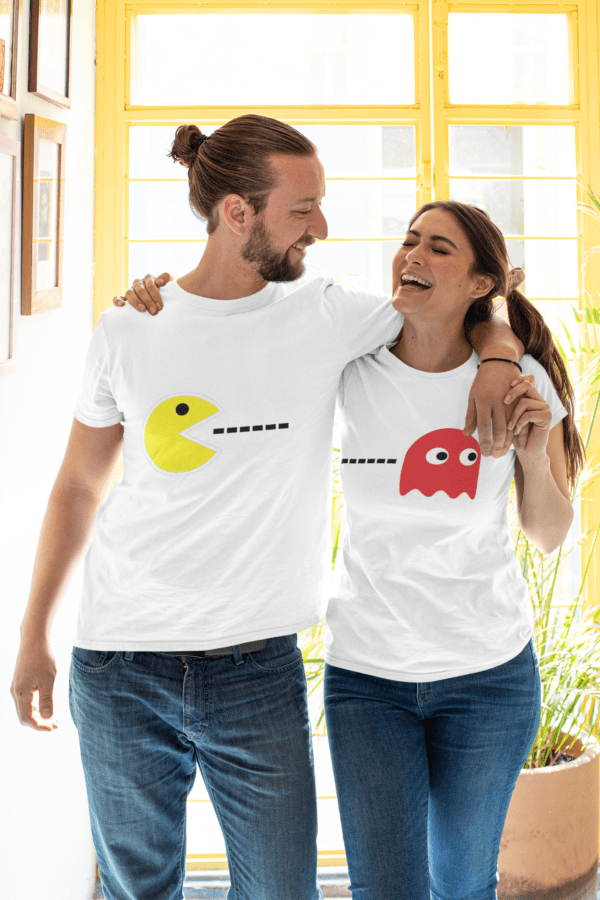 Polera para parejas Pacman y fantasmita