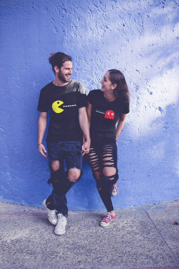 Polera para parejas Pacman y fantasmita