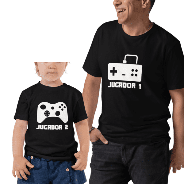 Polera para padre e hijo Jugador uno y jugador dos