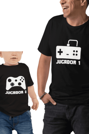 Polera para padre e hijo Jugador uno y jugador dos