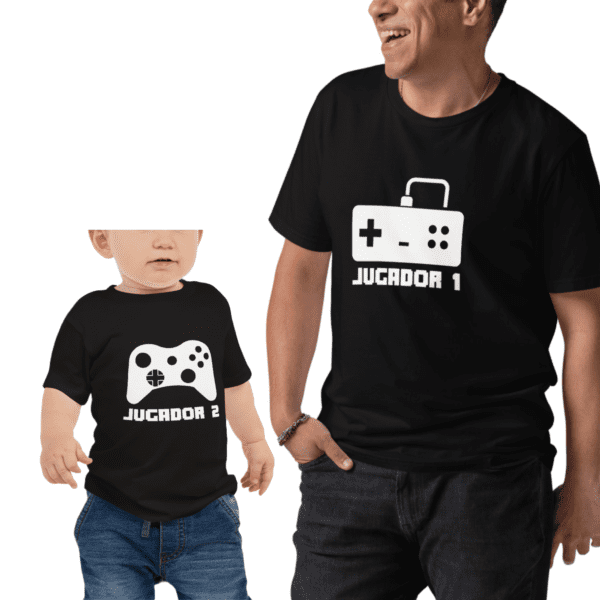 Polera para padre e hijo Jugador uno y jugador dos