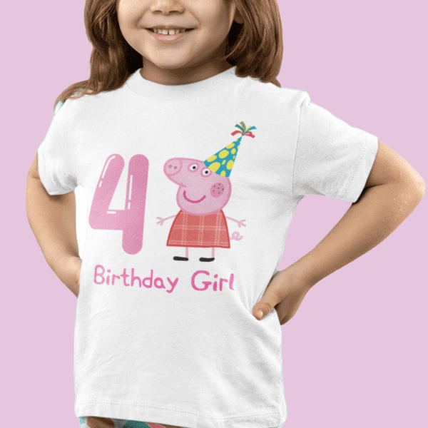Polera de Peppa Pig Birthday Girl con Numero
