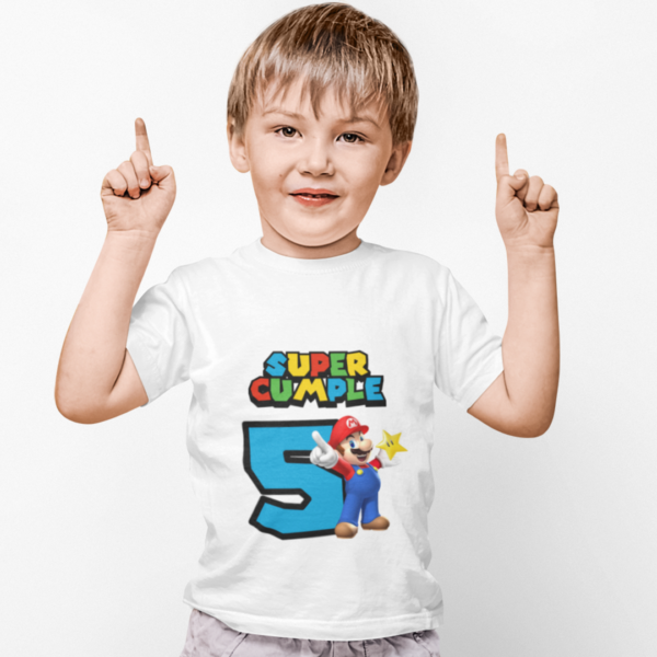 Polera de Mario Bros Super Cumple con numero - Imagen 6