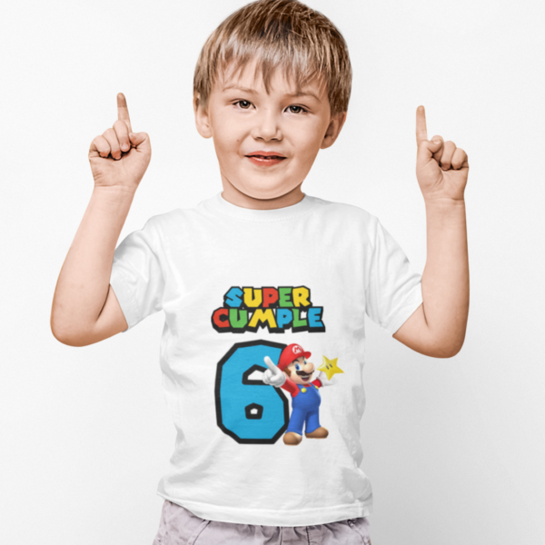 Polera de Mario Bros Super Cumple con numero - Imagen 7