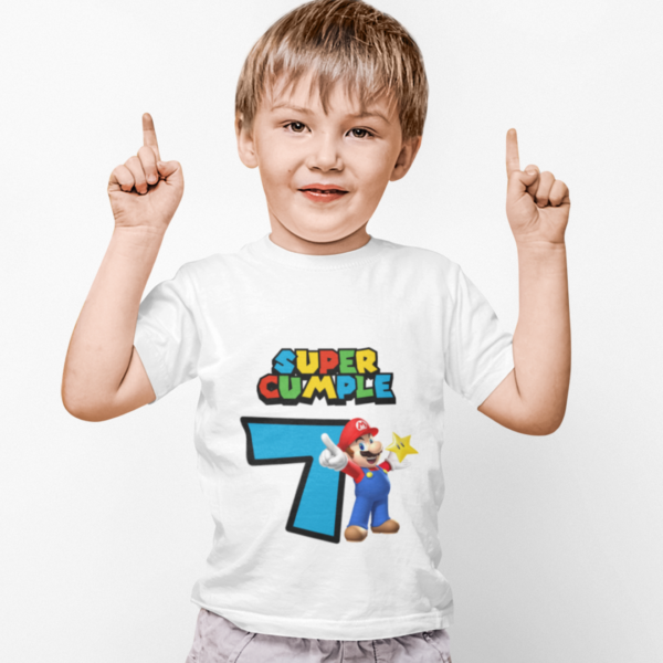 Polera de Mario Bros Super Cumple con numero - Imagen 8