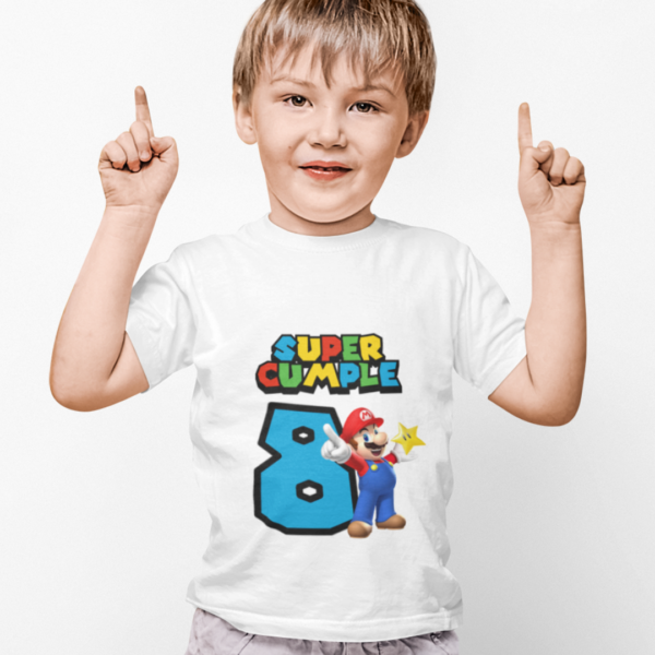 Polera de Mario Bros Super Cumple con numero - Imagen 9