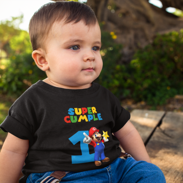 Polera de Mario Bros Super Cumple con numero - Imagen 10