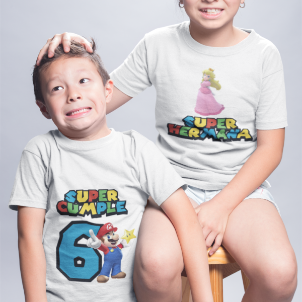 Polera de Mario Bros Super Hermano - Hermana - Imagen 5
