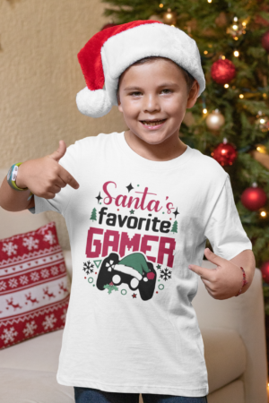 Polera para Navidad Santa's Favorite Gamer